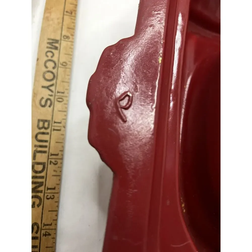 Vintage Red Fire Hydrant Dog Feeder Bowl Glazed Ceramic RARE 12” 🚒 Mid-century
